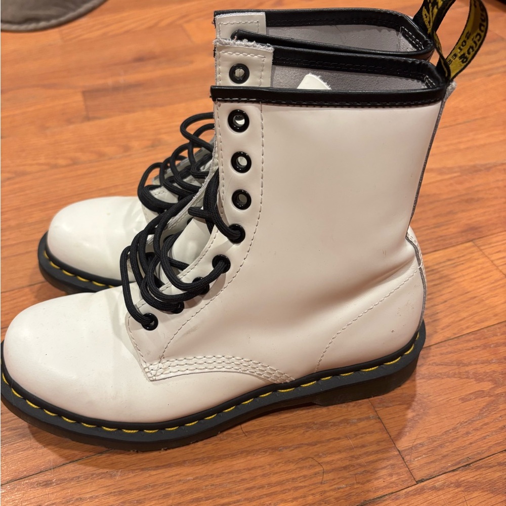 Dr. Martens White Lace Up Boots